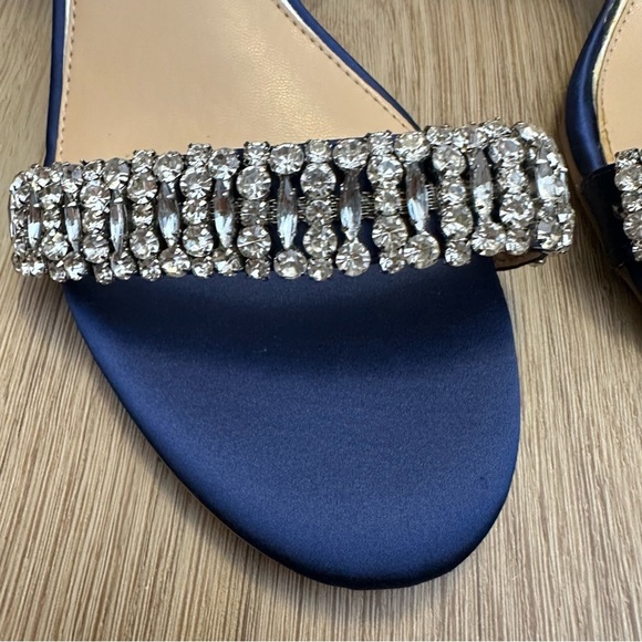 Jewel Badgley Mischka Blue Satin Heels with Rhinestone Embellishments size 10 - Picture 3 of 9
